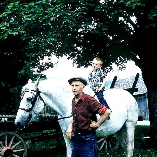 Floyd Bentley, model for Breaking Home Ties. Norman absolutely loved the weatherworn face of horse trainer and dairy farmer Floyd Bentley, who posed for Breaking Home Ties, a 1954 Post cover, the second favorite of Saturday Evening Post covers. A boy at a train station is about to leave his family to attend college. At the time the artist painted it, he and his wife Mary were feeling the loneliness common to empty nesters. Photo courtesy of Bob Read.