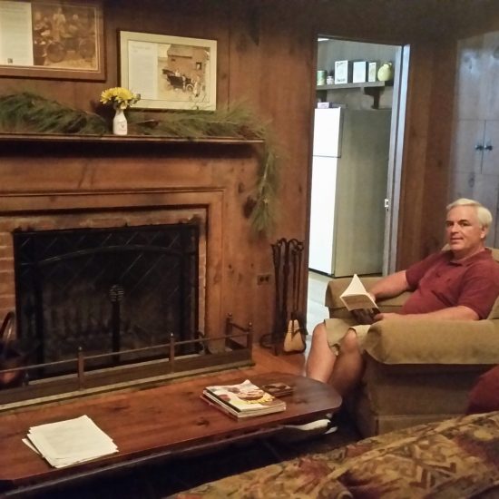 Author S.T. Haggerty stayed in Norman’s former studio for a few days and enjoyed lounging in front of the fireplace where Norman would stretch out and take naps.