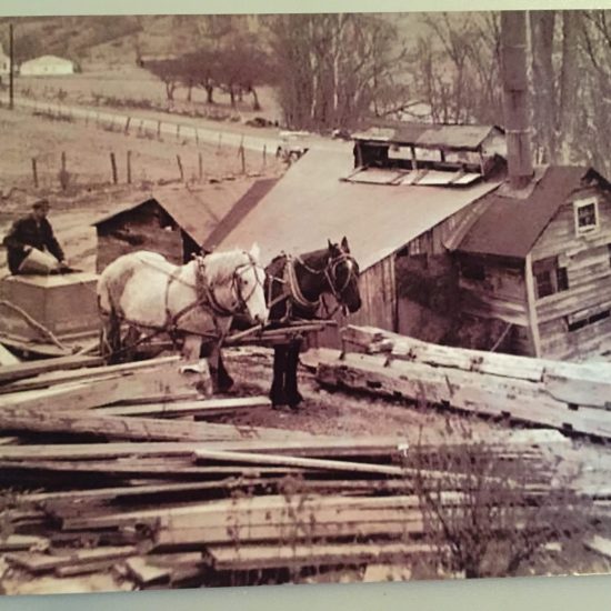 Farmers in West Arlington enjoyed field-raised meats, garden vegetables, and a beautiful landscape along the Batten Kill river, but generally didn’t have a lot of cash. Credit cards had not been invented yet and bank loans were not so easy to get. If you had an old sap house like the Edgerton family, patching it up with old boards kept it going. Norman’s son Tommy, who lived next door, liked to help make syrup with the Edgerton family, which modeled for many paintings. Courtesy of Ardis Edgerton Clark.